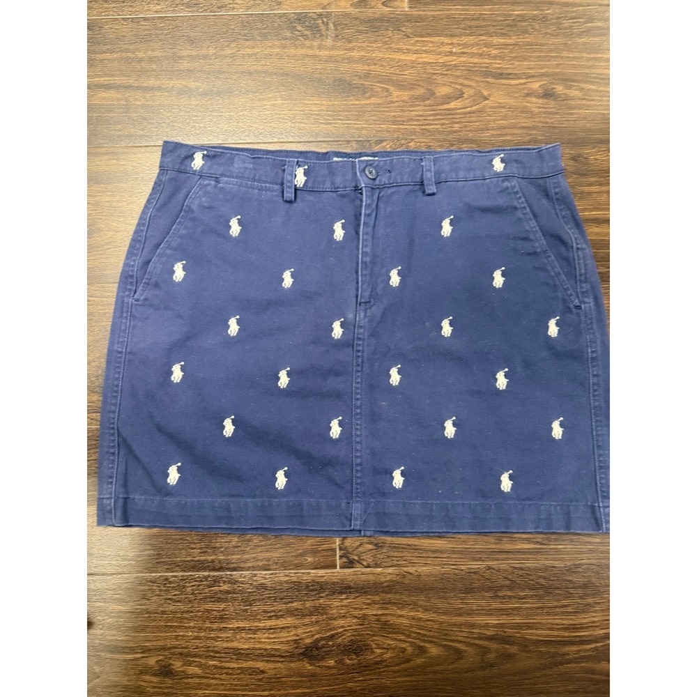 Ralph Lauren Sport Navy Pony Logo Mini Skirt Size 10 Preppy Y2K